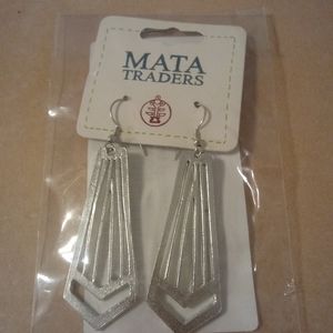 MATA Traders Silver Tone Earrings New